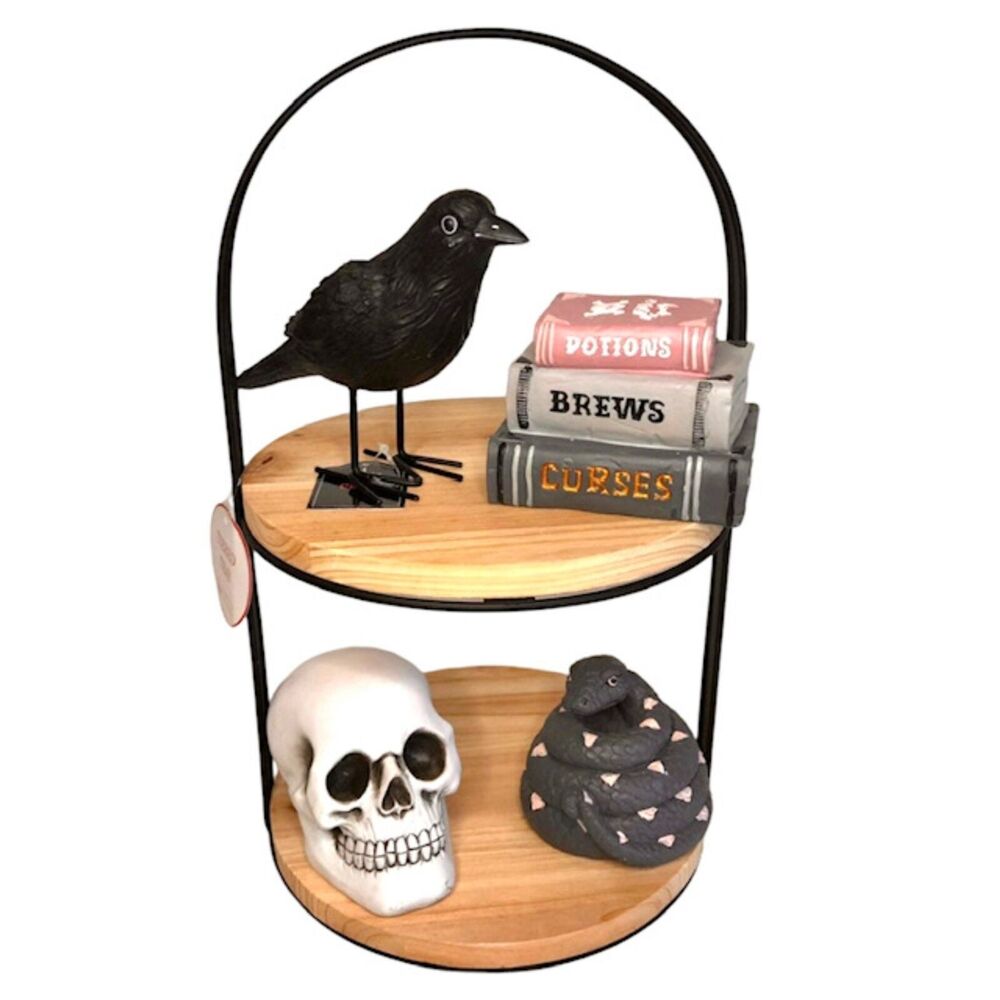 Set of 4 Target Halloween Decorations for Tiered Trays - Raven Snake Skull Books